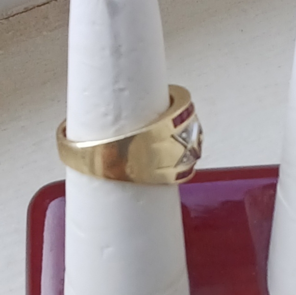 Diamond Sapphire Ruby Ring - Picture 2 of 4